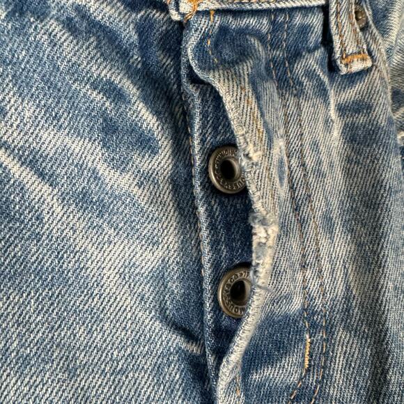 Moussy Howa Distressed Tapered Jeans Medium Wash Blue Mid Waist Ripped Crop 25 - Picture 6 of 14